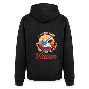 Retro Ozean Tier Raubtier Geschenk Lustiges Hai - Unisex Premium Bio Zip Hoodie - Schwarz - Hinten - Nico (187cm)