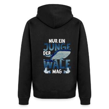 Schwertwal Nur ein Junge der Wale mag Killerwal - Unisex Premium Bio Zip Hoodie - Schwarz - Hinten - Nico (187cm)