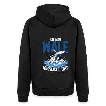 Schwertwal Ozean Tier Lustiges Geschenk Wal - Unisex Premium Bio Zip Hoodie - Schwarz - Hinten - Nico (187cm)