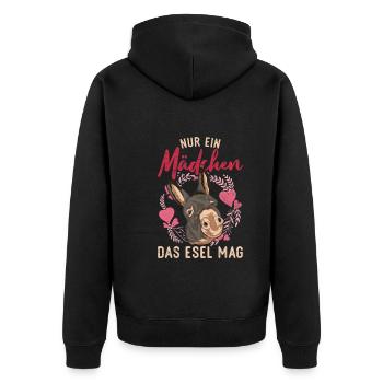 Nur ein Mädchen das Esel mag Bauernhof Tier Esel - Unisex Premium Bio Zip Hoodie - Schwarz - Hinten - Nico (187cm)