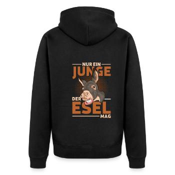 Bauernhof Tier Landwirt Bauer Jungen Geschenk Esel - Unisex Premium Bio Zip Hoodie - Schwarz - Hinten - Nico (187cm)