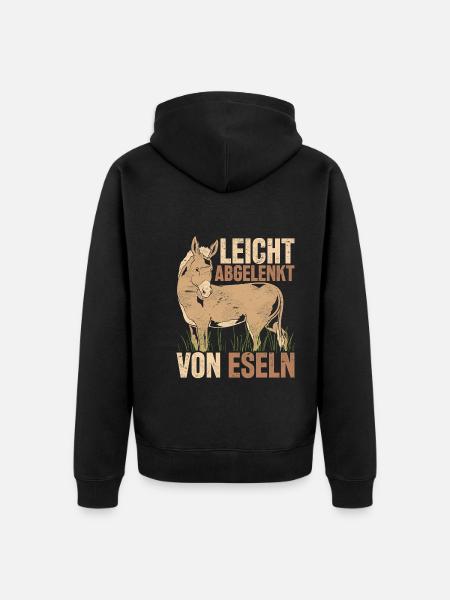 Leicht abgelenkt von Eseln Bauernhof Tier Esel - Unisex Premium Bio Zip Hoodie - Schwarz