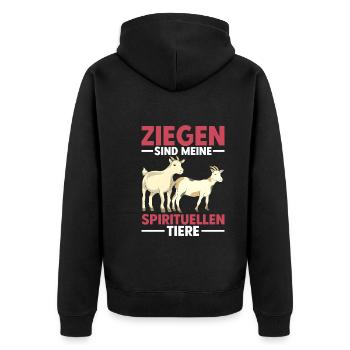 Bauernhof Tier Landwirt Geschenk Lustiges Ziege - Unisex Premium Bio Zip Hoodie - Schwarz - Hinten - Nico (187cm)