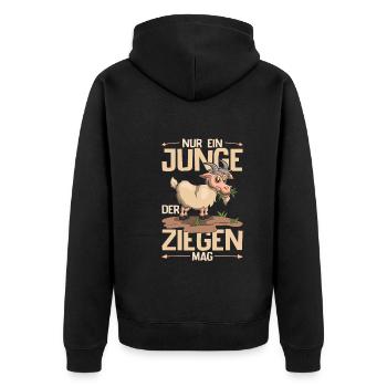 Bauernhof Tier Landwirt Jungen Geschenk Ziege - Unisex Premium Bio Zip Hoodie - Schwarz - Hinten - Nico (187cm)