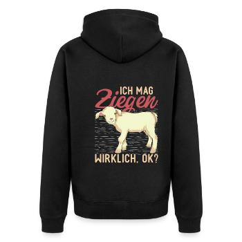 Tierliebhaber Bauernhof Tier Bauer Geschenk Ziege - Unisex Premium Bio Zip Hoodie - Schwarz - Hinten - Nico (187cm)