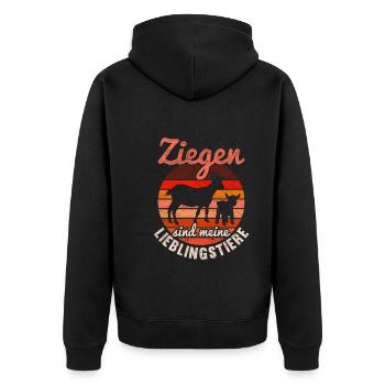 Ziegen sind meine Lieblingstiere Bauer Retro Ziege - Unisex Premium Bio Zip Hoodie - Schwarz - Hinten - Nico (187cm)