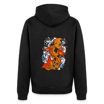 Koi Fischzucht Geschenk Farbenfrohes Koi Karpfen - Unisex Premium Bio Zip Hoodie - Schwarz - Hinten - Nico (187cm)
