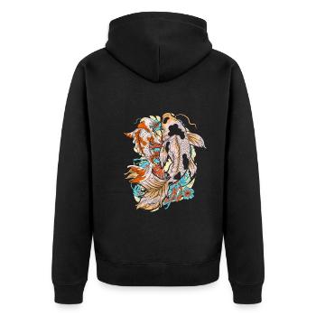 Japanischer Koi Fischzüchter Geschenk Koi Karpfen - Unisex Premium Bio Zip Hoodie - Schwarz - Hinten - Nico (187cm)