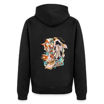 Japanische Koi Fischzucht Geschenk Koi Karpfen - Unisex Premium Bio Zip Hoodie - Schwarz - Hinten - Nico (187cm)
