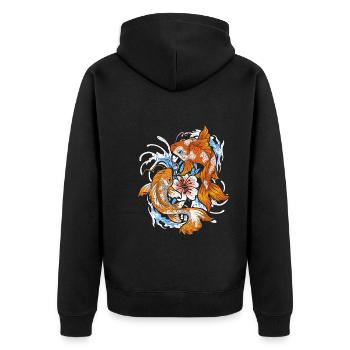 Japan Fischzucht Geschenk Japanischer Koi Karpfen - Unisex Premium Bio Zip Hoodie - Schwarz - Hinten - Nico (187cm)