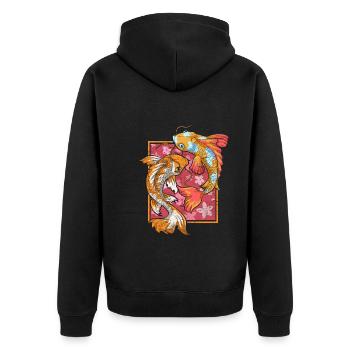 Sakura Fischzüchter Geschenk Japan Koi Karpfen - Unisex Premium Bio Zip Hoodie - Schwarz - Hinten - Nico (187cm)