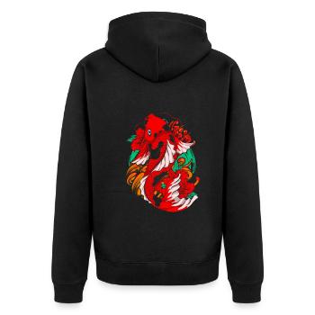 Japanischer Nishikigoi Geschenk Japan Koi Karpfen - Unisex Premium Bio Zip Hoodie - Schwarz - Hinten - Nico (187cm)