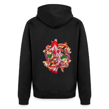 Nishikigoi Koi Fischzucht Geschenk Koi Karpfen - Unisex Premium Bio Zip Hoodie - Schwarz - Hinten - Nico (187cm)