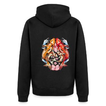 Poisson japonais en fleurs de cerisier sakura carpe koï - Veste à capuche bio Premium Unisexe - noir - Dos - Nico (187cm)
