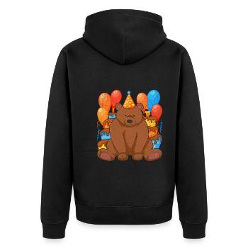 Brown Bear Forest Animal Birthday Party Gift Bear - Unisex Premium Organic Zip Hoodie - black - Back - Nico (187cm)