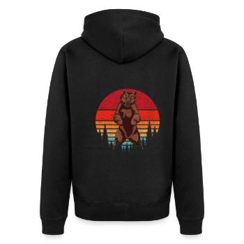 Retro Grizzly Bear Forest Animal Brown Bear Gift Bear - Unisex Premium Organic Zip Hoodie - black - Back - Nico (187cm)