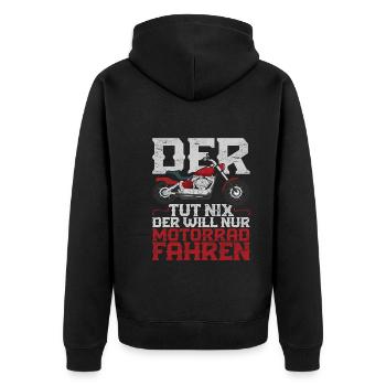 Der tut nix der will nur Motorrad fahren Biker - Unisex Premium Bio Zip Hoodie - Schwarz - Hinten - Nico (187cm)