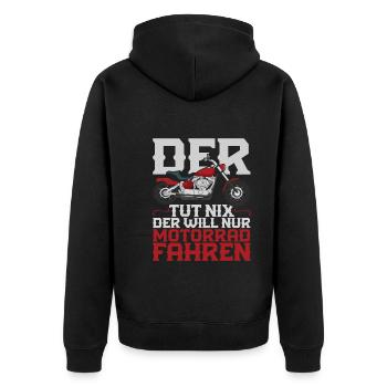 Motorradfahrer Biker Geschenk Lustiges Motorrad - Unisex Premium Bio Zip Hoodie - Schwarz - Hinten - Nico (187cm)