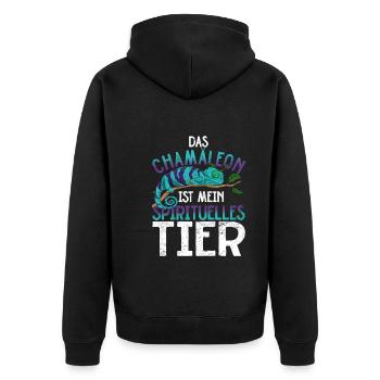 Chamäleons sind mein spirituelles Tier Chamäleon - Unisex Premium Bio Zip Hoodie - Schwarz - Hinten - Nico (187cm)