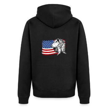 Saluki America Flag Dog Dogs Wilsigns - Unisex Premium Organic Zip Hoodie - black - Back - Nico (187cm)