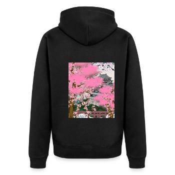 Japan Cherry Blossom Tree Gift Japanese Sakura - Unisex Premium Organic Zip Hoodie - black - Back - Nico (187cm)