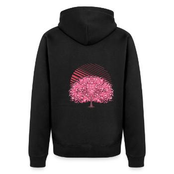 Japanese Sakura Tree Gift Cherry Blossoms - Unisex Premium Organic Zip Hoodie - black - Back - Nico (187cm)