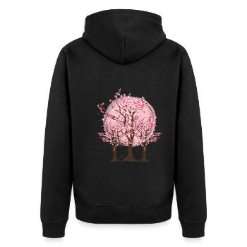Japanese Cherry Blossom Tree Gift Japan Sakura - Unisex Premium Organic Zip Hoodie - black - Back - Nico (187cm)