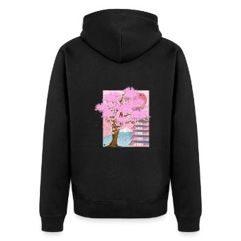 Japan Aesthetics Sakura Tree Gift Cherry Blossom - Unisex Premium Organic Zip Hoodie - black - Back - Nico (187cm)