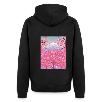Nature japonaise Sakura Cadeau Fleurs de cerisier de montagne - Veste à capuche bio Premium Unisexe - noir - Dos - Nico (187cm)