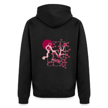 Fleur de cerisier du Japon Cadeau Lune Japonaise Sakura - Veste à capuche bio Premium Unisexe - noir - Dos - Nico (187cm)