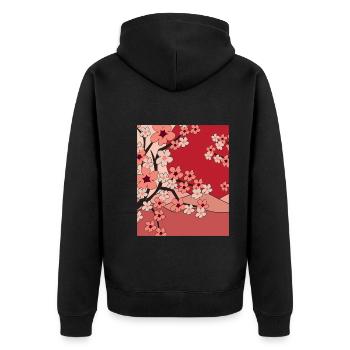 Japonais Sakura Nature Cadeau Fleurs de cerisier - Veste à capuche bio Premium Unisexe - noir - Dos - Nico (187cm)