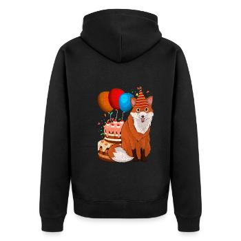 Wald Tier Natur Geburtstags Party Geschenk Fuchs - Unisex Premium Bio Zip Hoodie - Schwarz - Hinten - Nico (187cm)