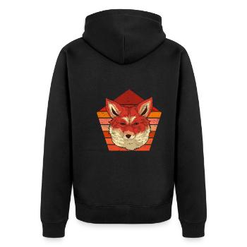 Retro Animal Lover Forest Animal Gift Fox - Unisex Premium Organic Zip Hoodie - black - Back - Nico (187cm)