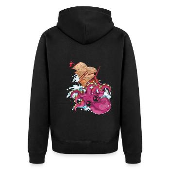 Oktopus Schiff Meeresbewohner Geschenk Kraken - Unisex Premium Bio Zip Hoodie - Schwarz - Hinten - Nico (187cm)