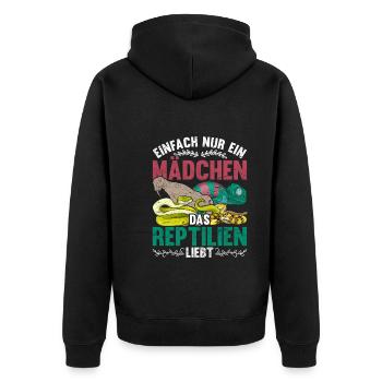 Einfach nur ein Mädchen das Reptilien liebt Reptil - Unisex Premium Bio Zip Hoodie - Schwarz - Hinten - Nico (187cm)