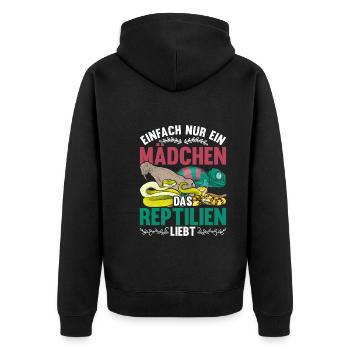Schlange Chamäleon Waran Mädchen Geschenk Reptil - Unisex Premium Bio Zip Hoodie - Schwarz - Hinten - Nico (187cm)
