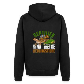 Reptilien sind meine Lieblingstiere Reptil - Unisex Premium Bio Zip Hoodie - Schwarz - Hinten - Nico (187cm)
