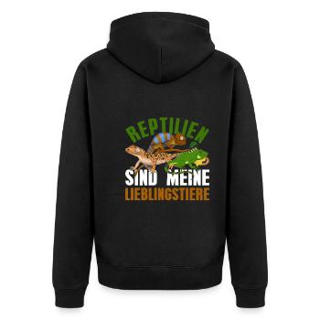 Waran Gecko Chamäleon Geschenk Lustiges Reptil - Unisex Premium Bio Zip Hoodie - Schwarz - Hinten - Nico (187cm)
