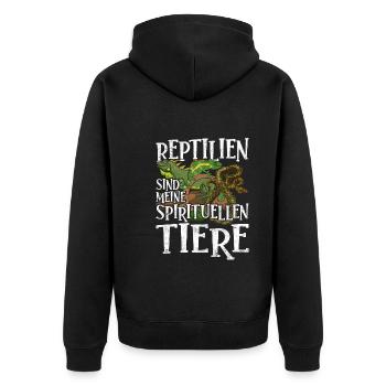 Reptilien sind meine spirituellen Tiere Reptil - Unisex Premium Bio Zip Hoodie - Schwarz - Hinten - Nico (187cm)