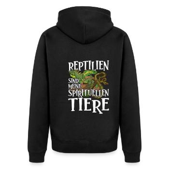 Chamäleon Schlange Waran Geschenk Lustiges Reptil - Unisex Premium Bio Zip Hoodie - Schwarz - Hinten - Nico (187cm)
