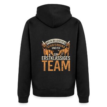 Mein Belgischer Schäferhund und ich Hund Malinois - Unisex Premium Bio Zip Hoodie - Schwarz - Hinten - Nico (187cm)