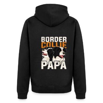 Border Collie Papa Vatertag Geschenk Border Collie - Unisex Premium Bio Zip Hoodie - Schwarz - Hinten - Nico (187cm)