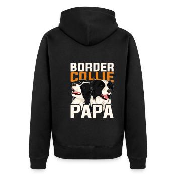 Haustier Hund Papa Vatertag Geschenk Border Collie - Unisex Premium Bio Zip Hoodie - Schwarz - Hinten - Nico (187cm)