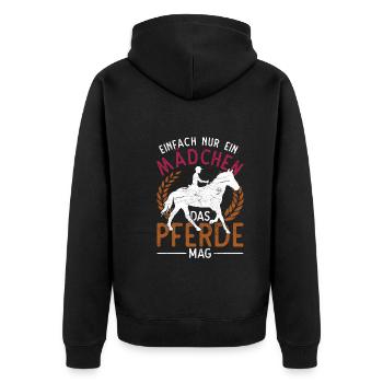 Einfach nur ein Mädchen das Pferde mag Pferd - Unisex Premium Bio Zip Hoodie - Schwarz - Hinten - Nico (187cm)