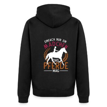 Pferdeliebhaberin Reiterin Mädchen Geschenk Pferd - Unisex Premium Bio Zip Hoodie - Schwarz - Hinten - Nico (187cm)