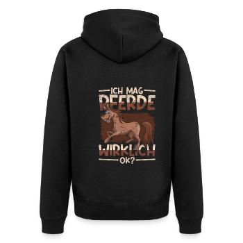 Ich mag Pferde wirklich ok Reiten Geschenk Pferd - Unisex Premium Bio Zip Hoodie - Schwarz - Hinten - Nico (187cm)