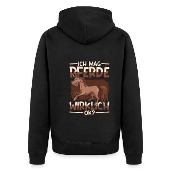 Reiterhof Pferdesport Lustiges Geschenk Pferd - Unisex Premium Bio Zip Hoodie - Schwarz - Hinten - Nico (187cm)