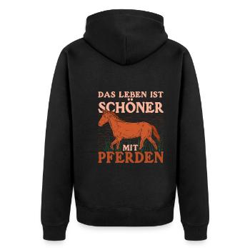 Pferdeliebhaberin Reiterin Geschenk Lustiges Pferd - Unisex Premium Bio Zip Hoodie - Schwarz - Hinten - Nico (187cm)