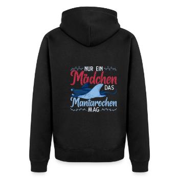 Nur ein Mädchen das Mantarochen mag Mantarochen - Unisex Premium Bio Zip Hoodie - Schwarz - Hinten - Nico (187cm)