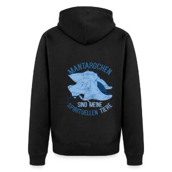 Mantarochen sind meine spirituellen Tiere Manta - Unisex Premium Bio Zip Hoodie - Schwarz - Hinten - Nico (187cm)